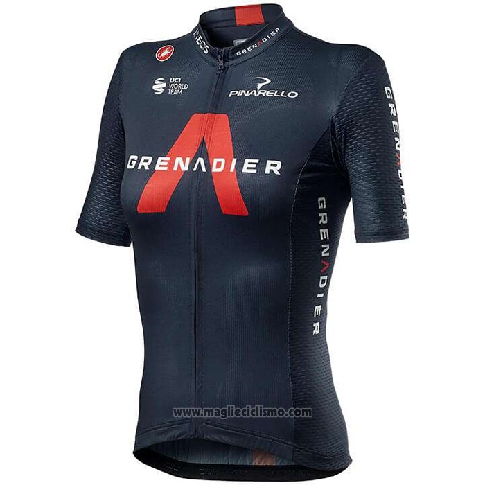 2020 Abbigliamento Ciclismo Donne Ineos Grenadiers Rosso Scuro Blu Manica Corta e Salopette